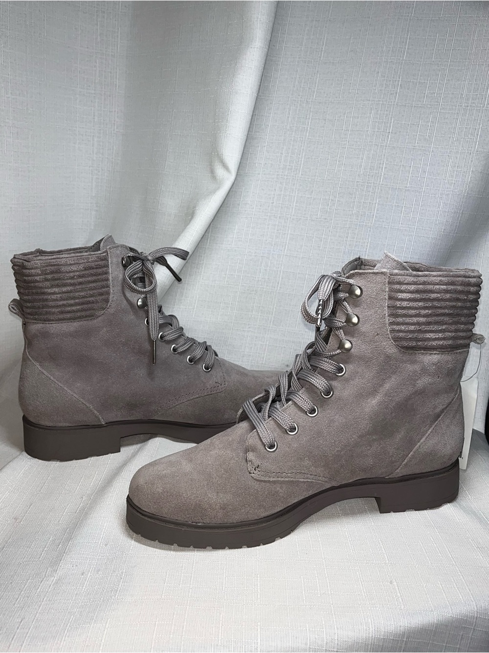 Splendid Sloane Suede Combat Boots Stone Gray Lace Up Ankle Boots 9.5 - Picture 3 of 9